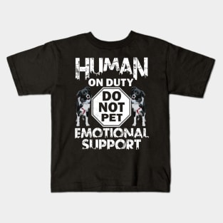 Human On Duty Service Funny Collie Dog Do Not Pet Support Kids T-Shirt